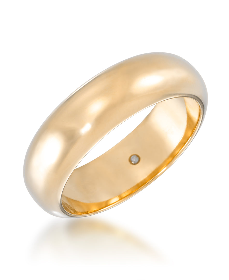 Yellow Gold_Gold Luxe® 14K Gold High Polished Bold Domed Band Ring Dent Resistant, Infused with Nano Diamond Resin Core®_I_Heart_1