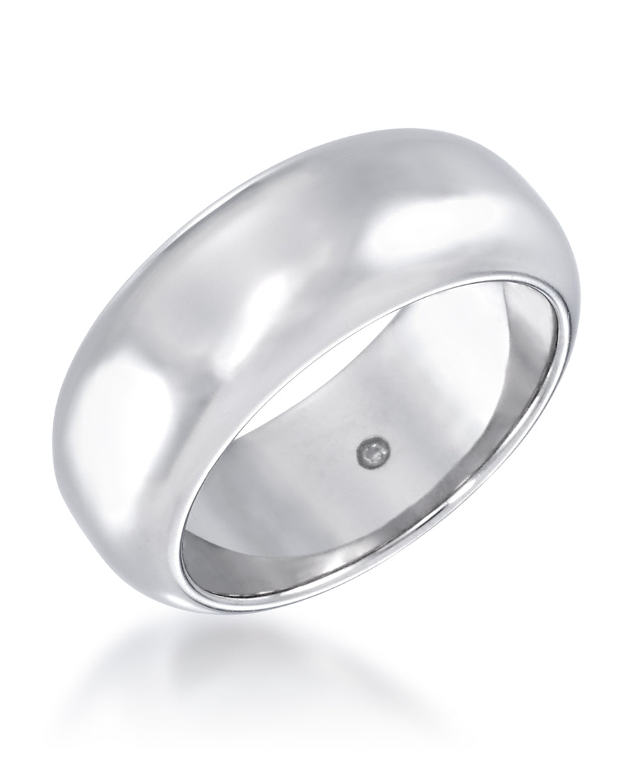 White Gold_Gold Luxe® 14K Gold High Polished Bold Domed Band Ring Dent Resistant, Infused with Nano Diamond Resin Core®_I_Heart_1