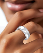 Load image into Gallery viewer, White Gold_Gold Luxe® 14K Gold High Polished Bold Domed Band Ring Dent Resistant, Infused with Nano Diamond Resin Core®_I_Heart_1