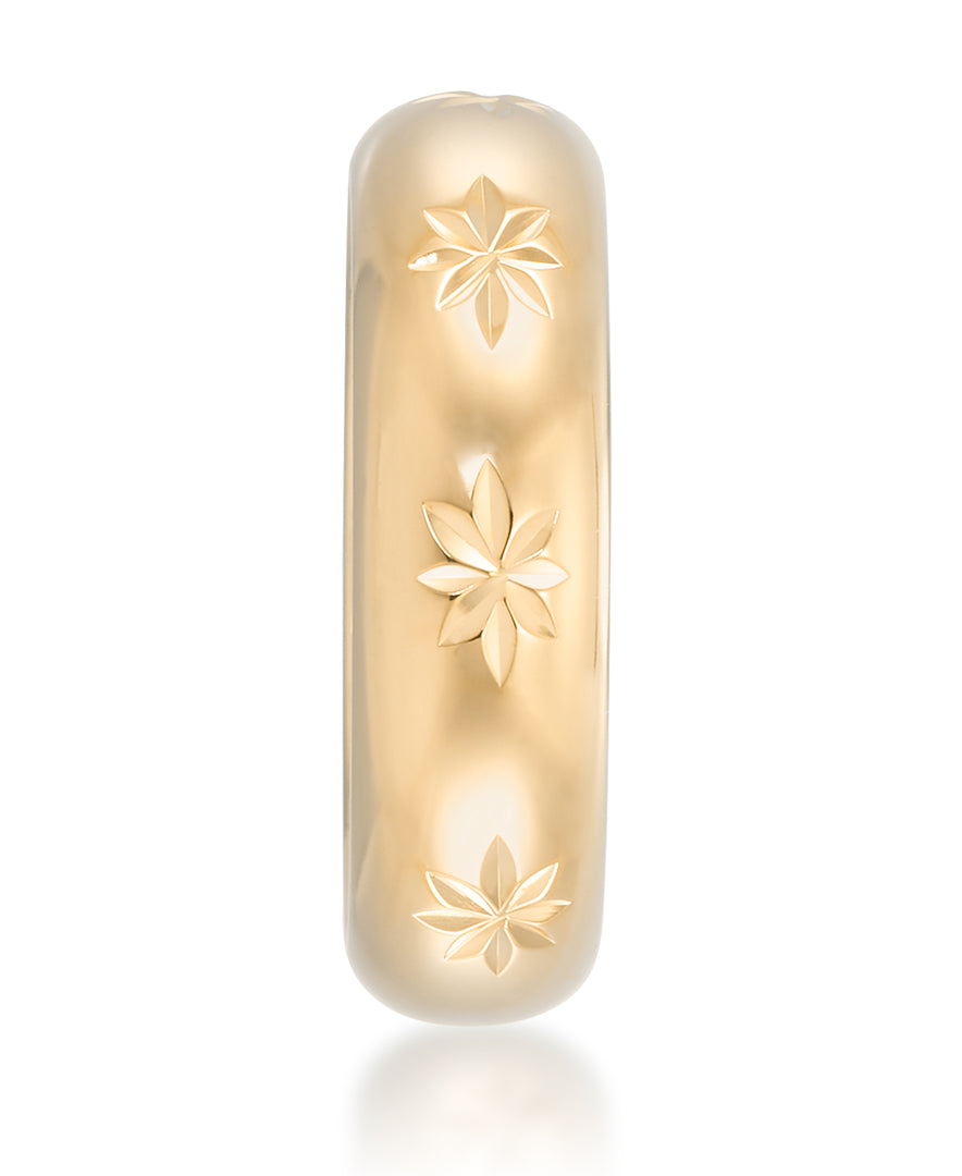 Yellow Gold_Gold Luxe® 14K Gold  Starburst Diamond Cut Band Ring Dent Resistant, Infused with Nano Diamond Resin Core®_I_Heart_1