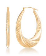 Load image into Gallery viewer, 14K Yellow Gold over Sterling Silver_Graduated Polished and Texured Oval Twist Hoop Earrings_I_Heart_1