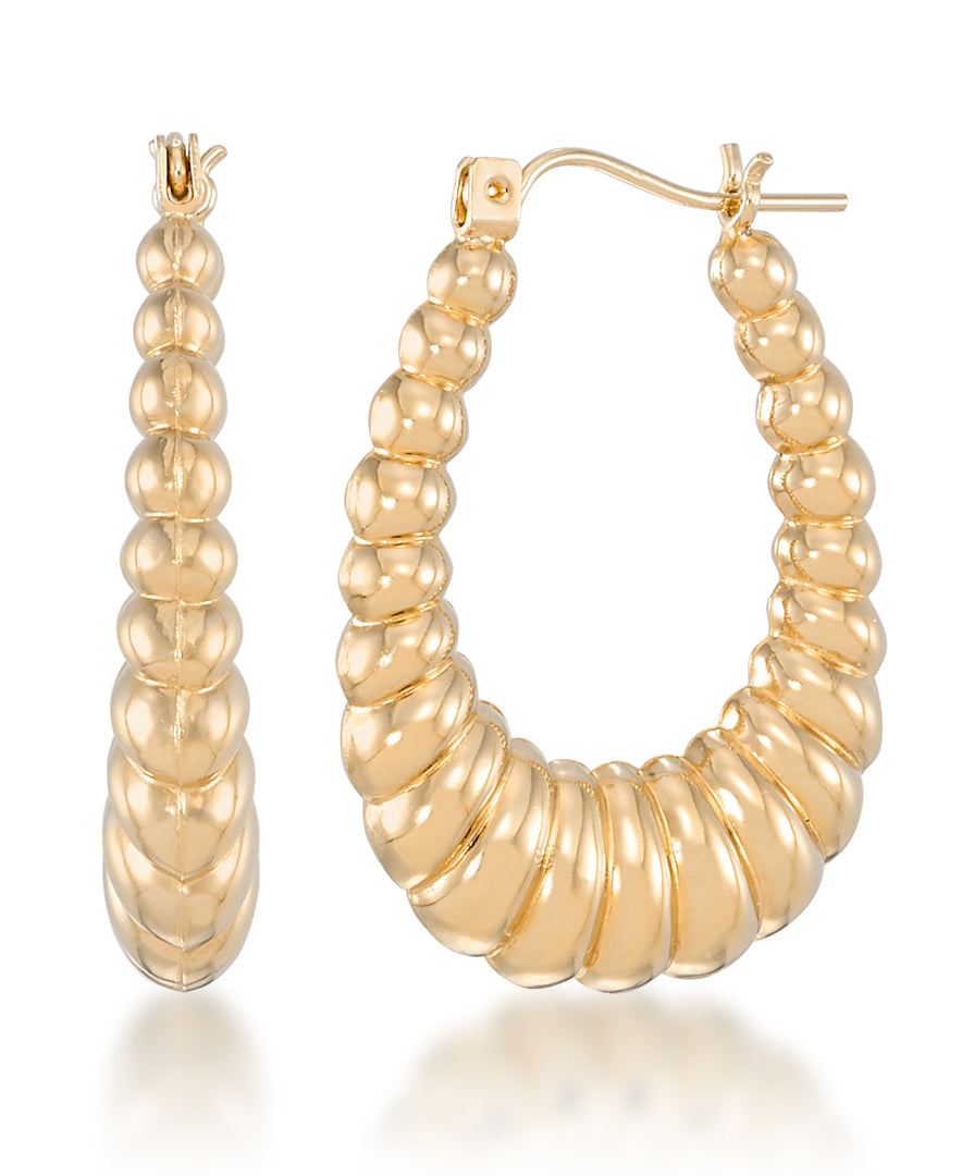 14K Yellow Gold over Sterling Silver_Graduated Ribbed Hoop Earrings_I_Heart_1