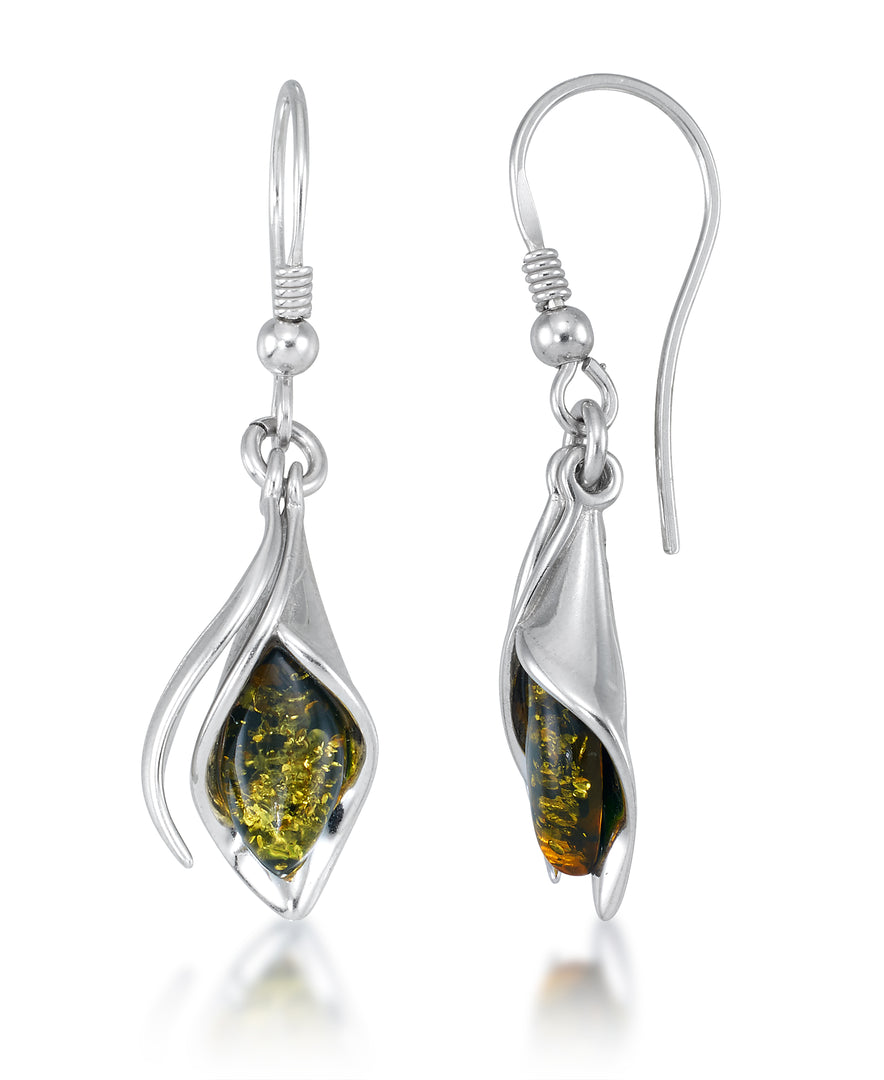 Sterling Silver_Green_Amber_Amber_Amber Rosa™ Genuine Green Amber Calla Lily Dangle Earrings_I_Heart_1