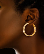 Load image into Gallery viewer, 18K Yellow Gold over Sterling Silver Hand Polished Bold Hoop Earrings, Made in Italy_I_Heart_1