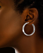 Load image into Gallery viewer, Platinum over Sterling Silver Hand Polished Bold Hoop Earrings, Made in Italy_I_Heart_2