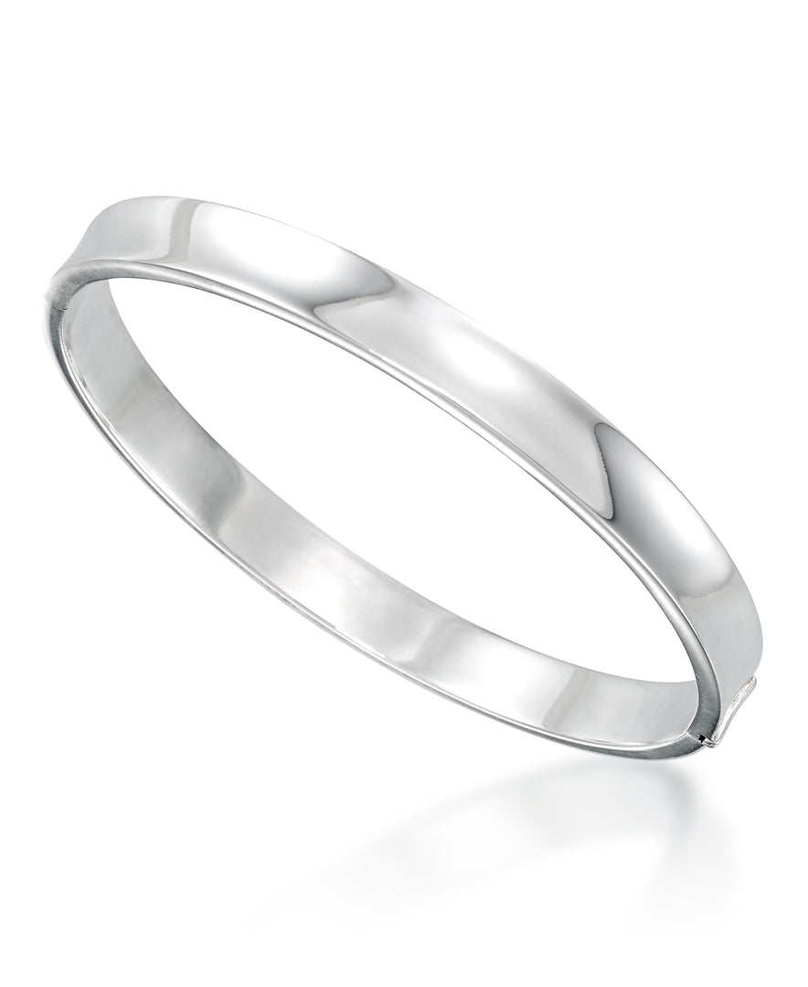 Platinum over Sterling Silver_High Polished Concave Slip On Bangle_I_Heart_1