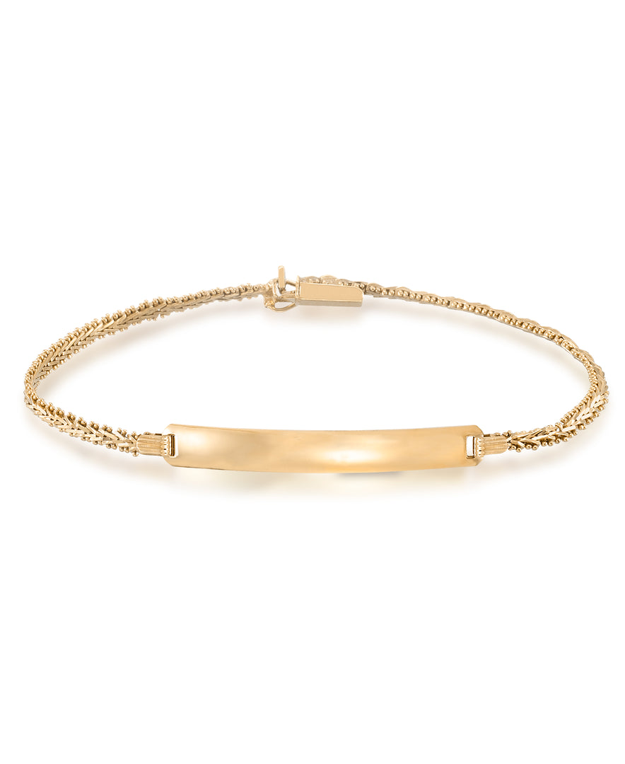 14K Yellow Gold over Sterling Silver_I.D. Bracelet with Riccio Chain, 7"_I_Heart_1