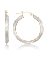 Load image into Gallery viewer, Two-Tone_14K Gold Two-Tone Textured Modern Hoop Earrings. Made in Italy_I_Heart_1