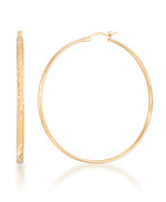 Cargar imagen en el visor de la galería, 14K Yellow Gold over Sterling Silver_Large Hand Diamond Cut Hoop Earrings_I_Heart_1