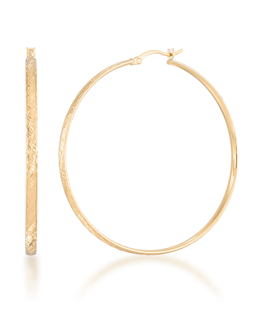 14K Yellow Gold over Sterling Silver_Large Hand Diamond Cut Hoop Earrings_I_Heart_1