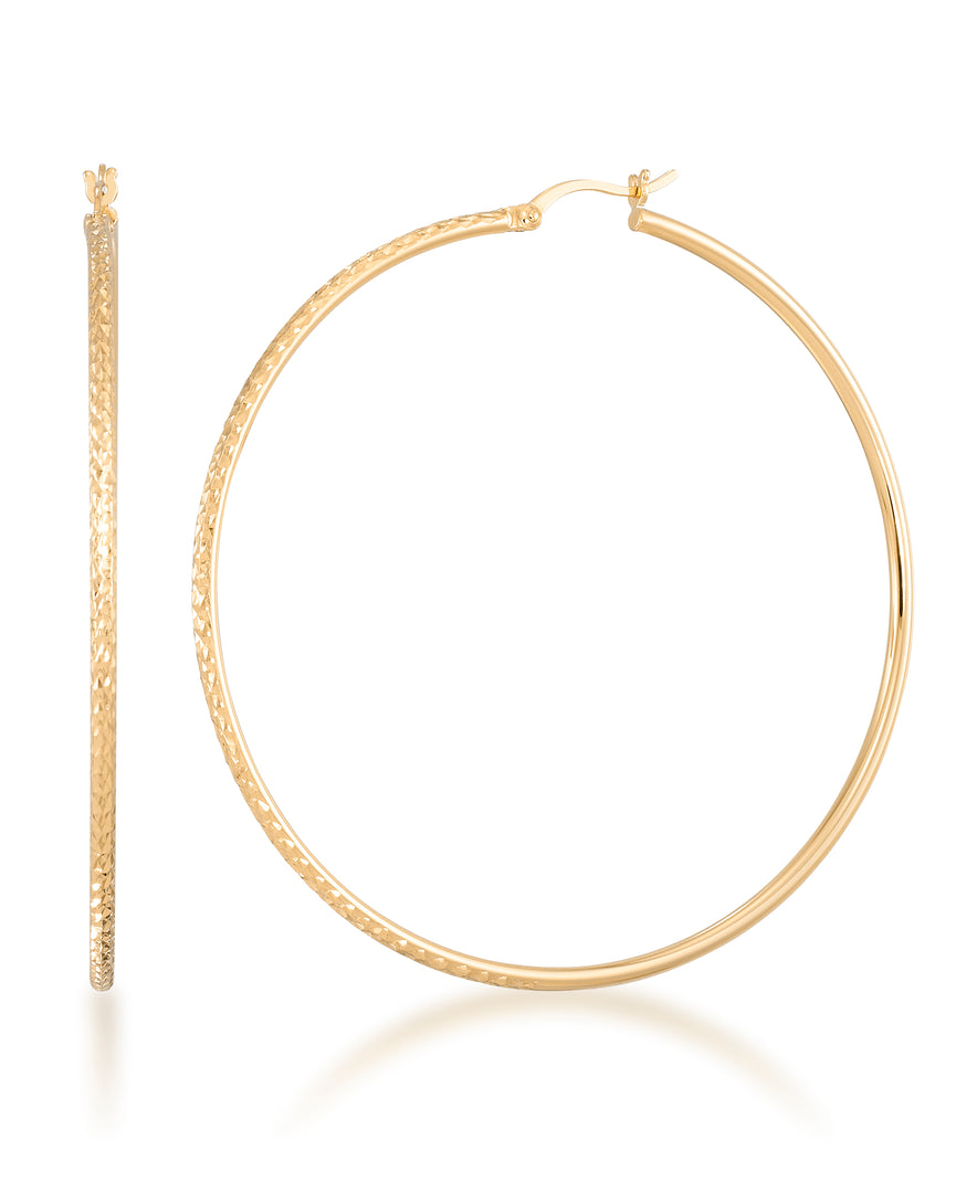 14K Yellow Gold over Sterling Silver_Large Thin Profile Diamond Cut Hoop Earrings_I_Heart_1