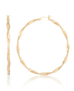 Load image into Gallery viewer, 14K Yellow Gold over Sterling Silver_Large Thin Profile Diamond Cut Twist Hoop Earrings_I_Heart_1