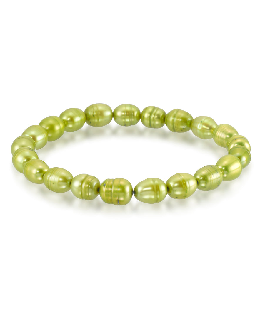 Lime Green Died Freshwater Pearls_Lime Green Dyed Cultured Fresh Water Pearl Stretch Bracelet_I_Heart_1