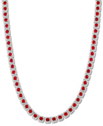 Load image into Gallery viewer, Stainless Steel_CT. T.W. Simulated Diamond and Ruby Tennis Necklace_I_Heart_1