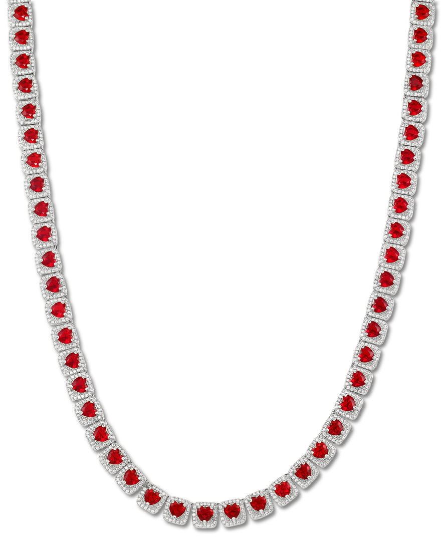 Stainless Steel_CT. T.W. Simulated Diamond and Ruby Tennis Necklace_I_Heart_1