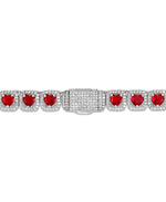 Load image into Gallery viewer, Stainless Steel_CT. T.W. Simulated Diamond and Ruby Tennis Necklace_I_Heart_1
