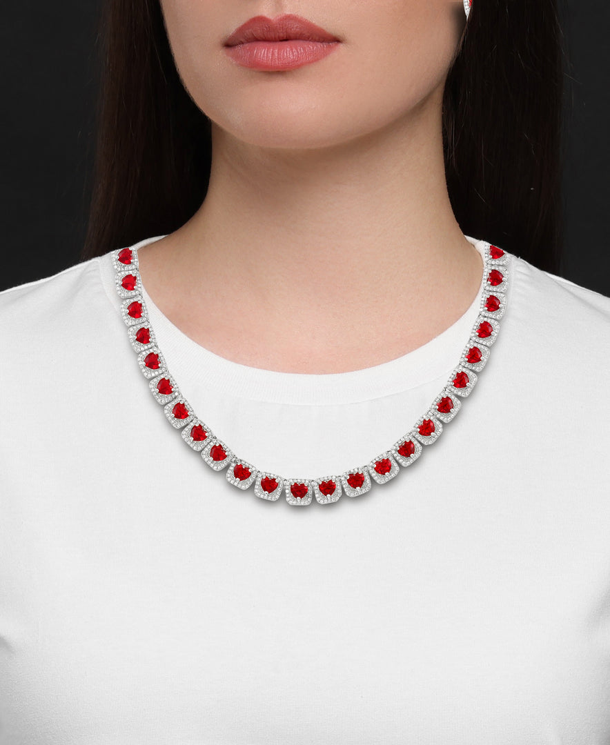Stainless Steel_CT. T.W. Simulated Diamond and Ruby Tennis Necklace_I_Heart_1