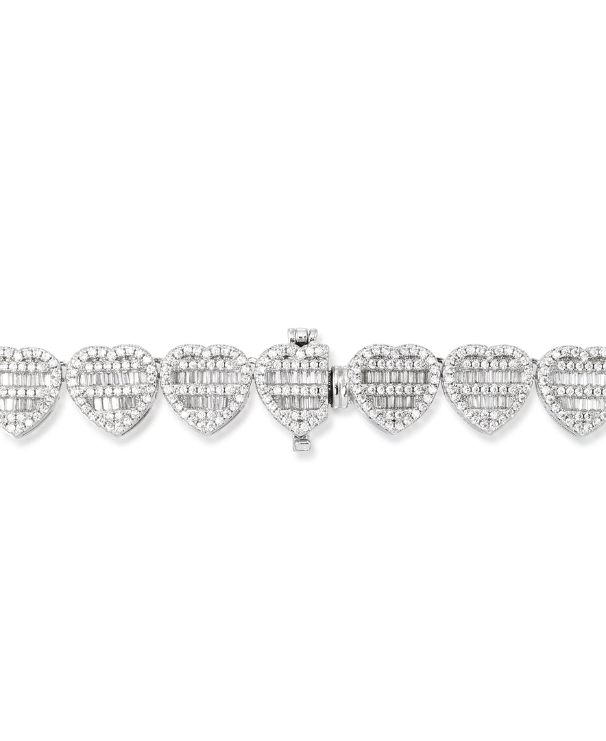 platinum-tone_25 CT. T.W. Simulated Round and Baguette Diamond Multi Hearts Tennis Necklace in Platinum Tone, 18"_I_Heart_1