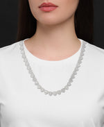 Load image into Gallery viewer, platinum-tone_25 CT. T.W. Simulated Round and Baguette Diamond Multi Hearts Tennis Necklace in Platinum Tone, 18"_I_Heart_1