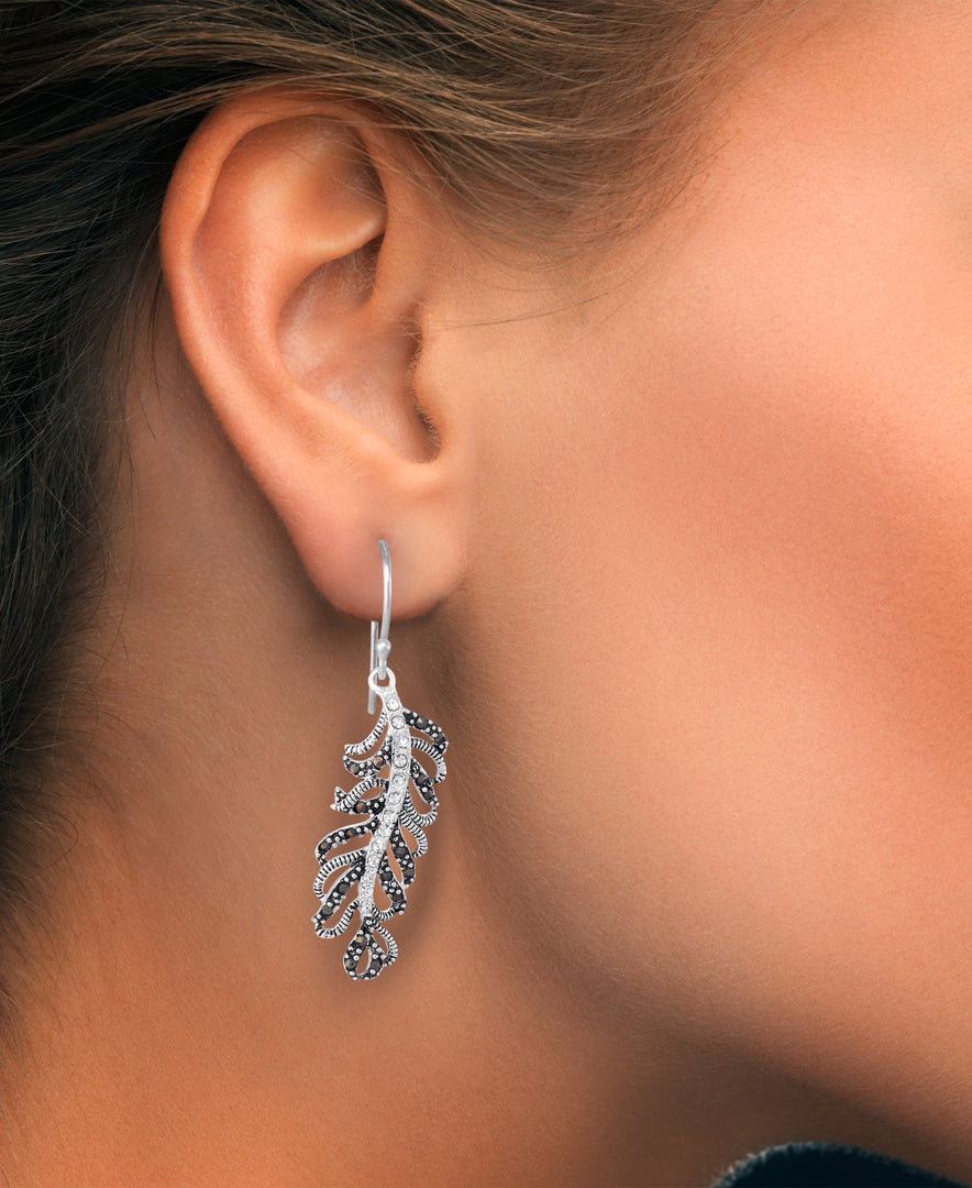 Sterling Silver_Tori Hill® Genuine Marcasite and Crystal Vine Design Dangle Earrings_I_Heart_1