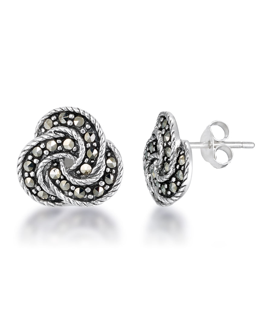 Sterling Silver_Tori Hill® Genuine Marcasite Loveknot Earrings_I_Heart_1