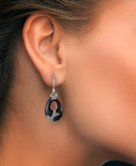 Cargar imagen en el visor de la galería, Sterling Silver_Tori Hill® Genuine Marcasite and Onyx Butterfiles and Flowers Dangle Earrings_I_Heart_1