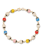 Load image into Gallery viewer, 14K Yellow Gold over Sterling Silver_Mulitcolor Ladybug Bracelet, 7"_I_Heart_1