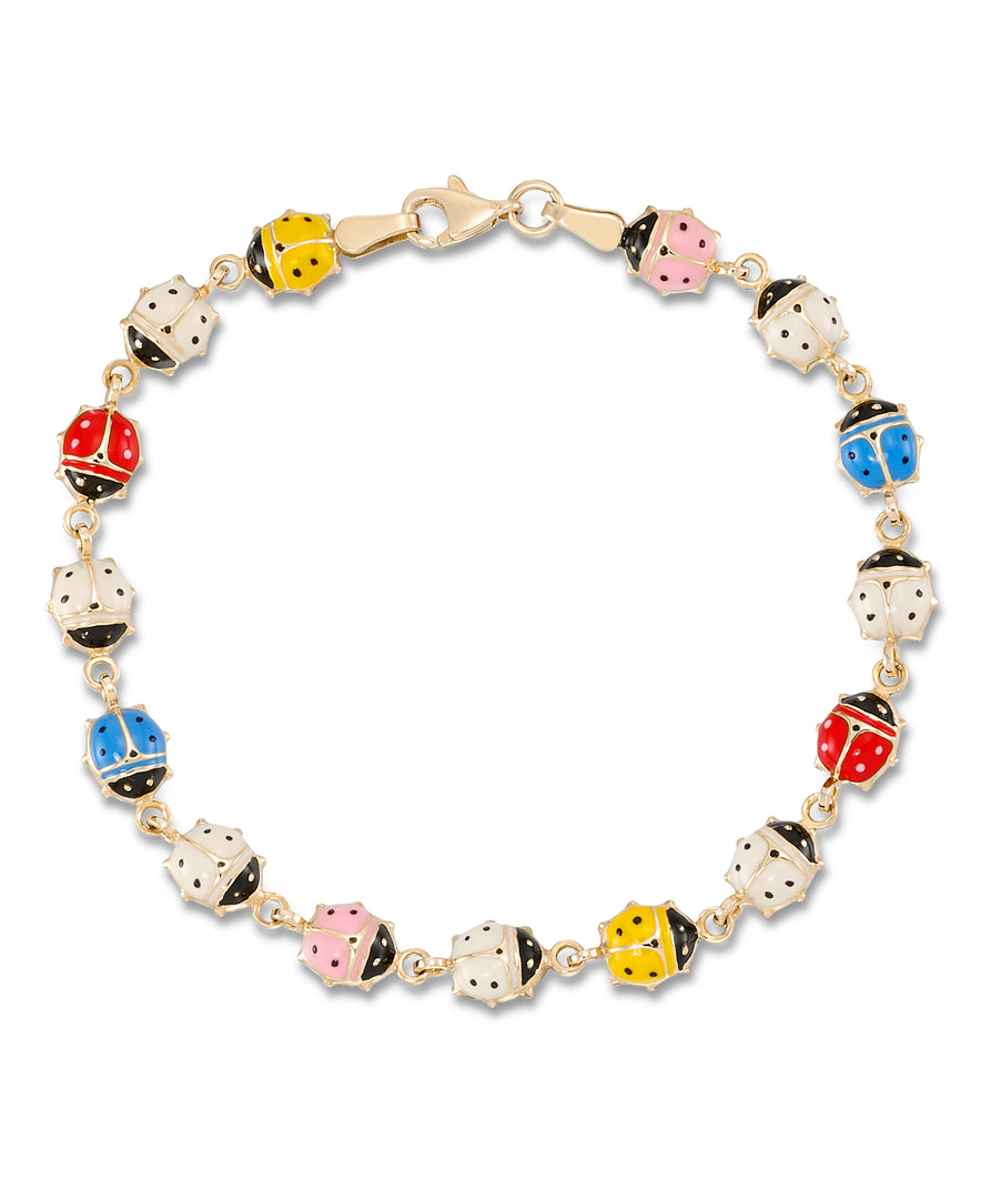 14K Yellow Gold over Sterling Silver_Mulitcolor Ladybug Bracelet, 7"_I_Heart_1