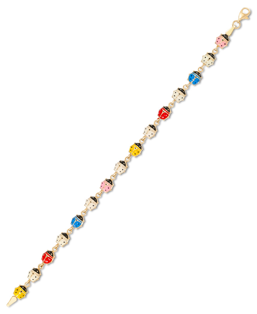 14K Yellow Gold over Sterling Silver_Mulitcolor Ladybug Bracelet, 7"_I_Heart_1