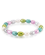 Load image into Gallery viewer, Multi Color Dyed Cultured Freshwater Pearls_Multi Color Dyed Cultured Freshwater Pearl Stretch Bracelet_I_Heart_1