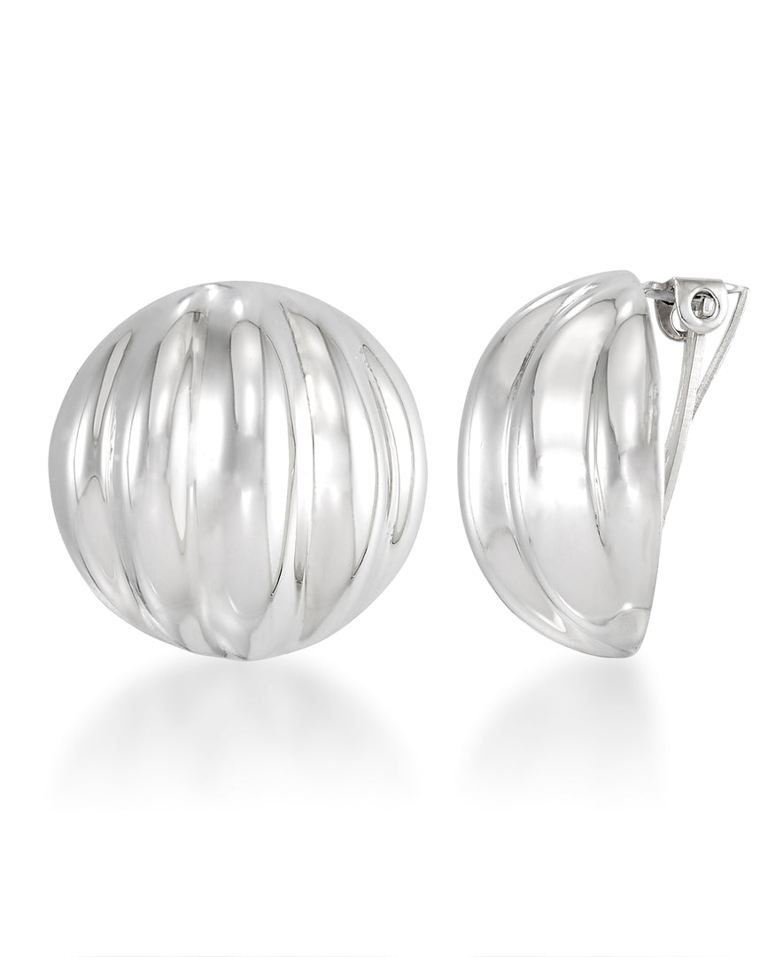 Platinum over Sterling Silver_Non-Pierced Domed Button Earrings_I_Heart_1