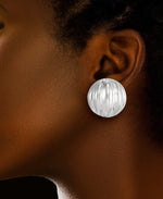 Load image into Gallery viewer, Platinum over Sterling Silver_Non-Pierced Domed Button Earrings_I_Heart_1