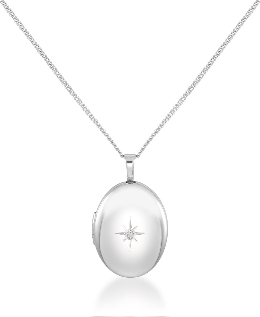 Platinum over Sterling Silver_Oval Heart Locket with Diamond Accent, 18"_I_Heart_1