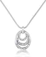 Load image into Gallery viewer, Platinum Tone Platinum Tone_1/6 CT. T.W. Simulated Diamond Organic Tripple Oval Pendant , 18" Chain_I_Heart_2