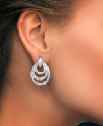 Load image into Gallery viewer, Platinum Tone_1/5 CT. T.W. Simulated Diamond Organic Tripple Oval Dangle Earrings_I_Heart_2
