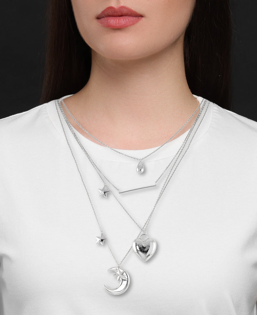Platinum over Sterling SIlver_The Moon and Stars Layered  Necklace_I_Heart_1