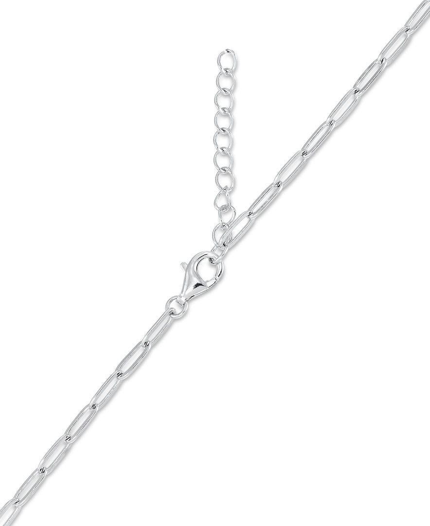 Platinum over Sterling Silver_1/10 CT. T.W. Simulated Diamond Paper Clip Necklace, 16" with 2" Extender_I_Heart_2