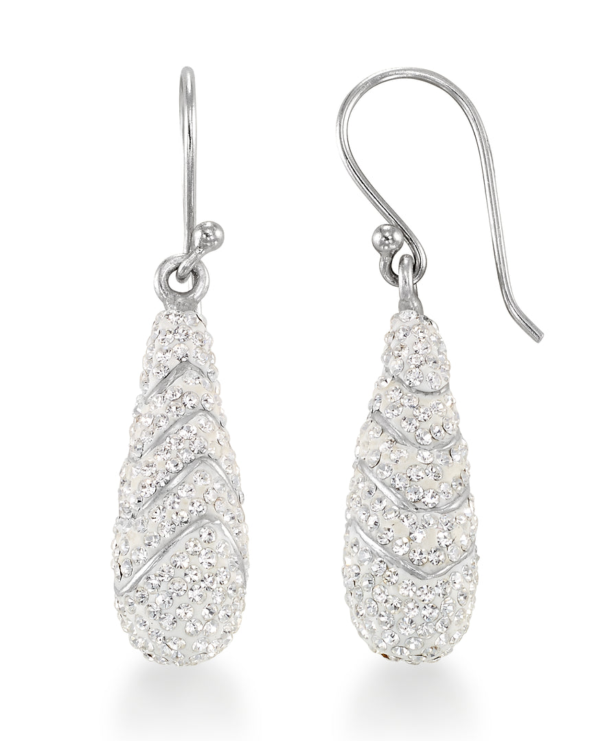 Platinum_over_Sterling_Silver 1 1/3 CT. T.W. Simulated Diamond Chevron Tearop Dangle Earrings_I_Heart_1