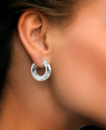 Load image into Gallery viewer, Platinum over Sterling Silver Chunky High Polished Hoop Earrings, Made in Italy_I_Heart_2