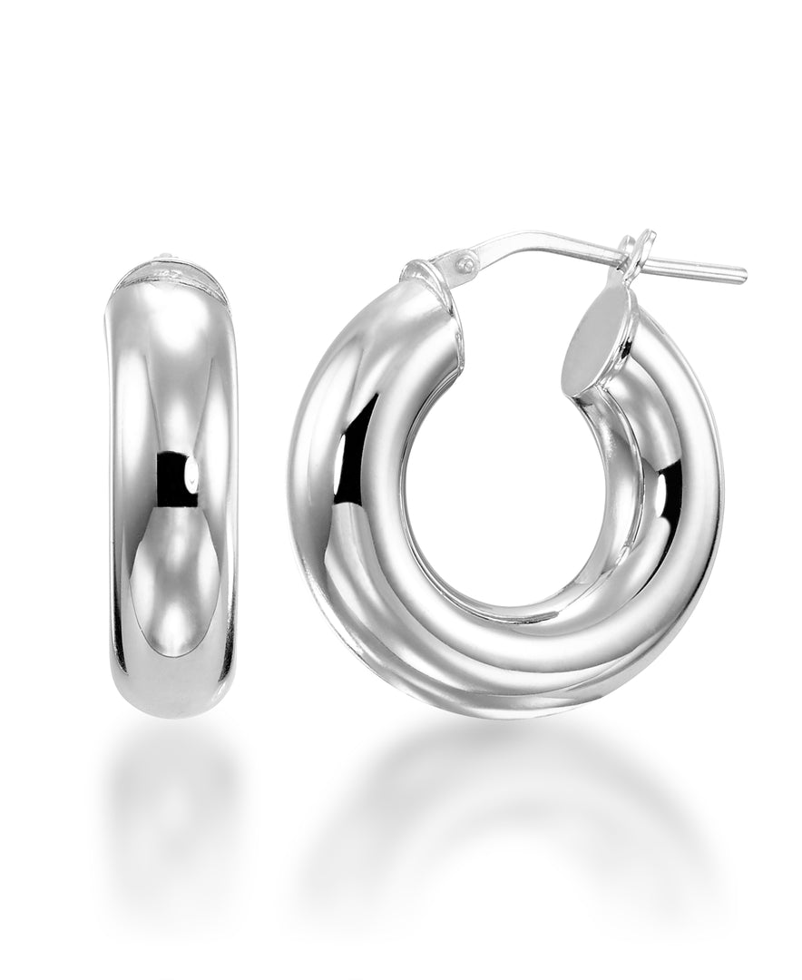 Platinum over Sterling Silver Chunky High Polished Hoop Earrings, Made in Italy_I_Heart_2
