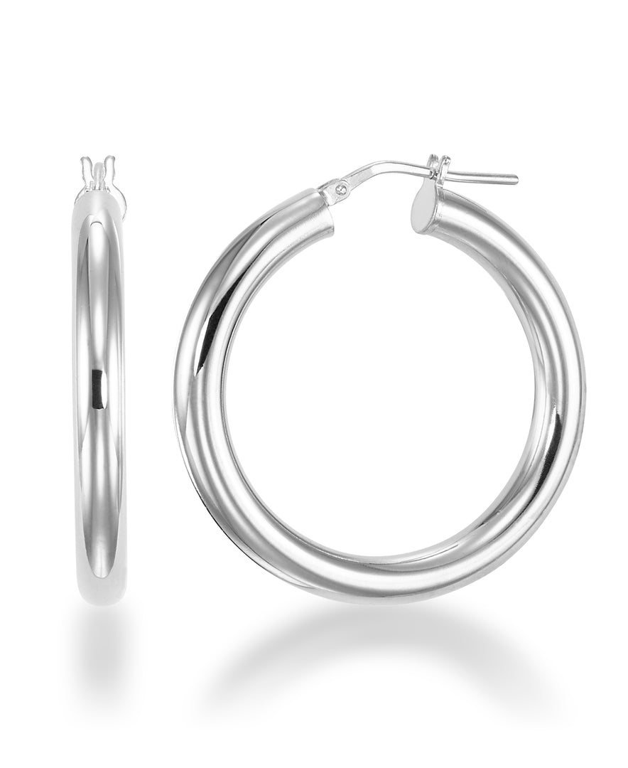 Platinum over Sterling Silver_Classic Italian Round Hoop Earrings, Made in Italy_I_Heart_2