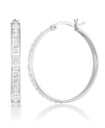 Load image into Gallery viewer, Platinum over Sterling Silver_Diamond Fascination® Diamond Accent Sterling Silver Large Wide Round Hoop Earrings - iHeart Jewels_I_Heart_2
