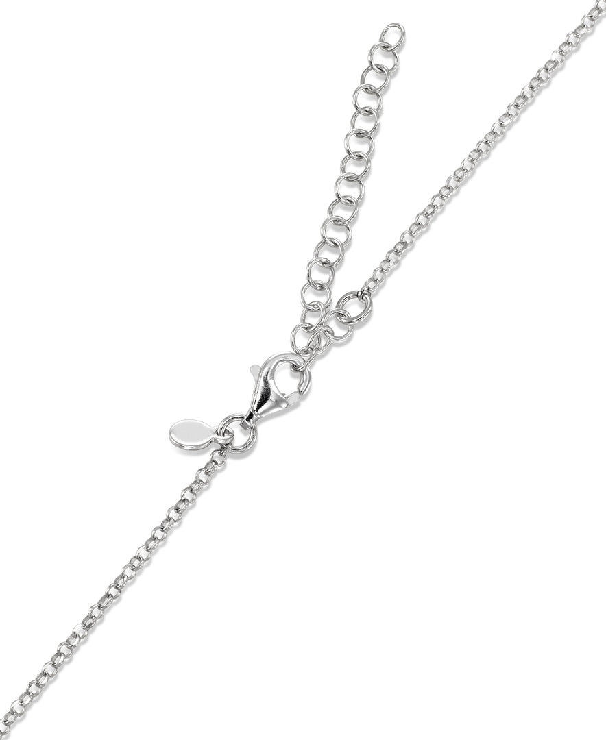 Platinum over Sterling Silver Domed Heart Dangle Necklace, 16" plus 2" Extender, Made in Italy_I_Heart_2