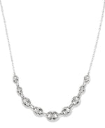 Load image into Gallery viewer, Platinum over Sterling Silver Graduated Mariner Link Bib Necklace, 16" plus 2" Extender, Made in Italy_I_Heart_1