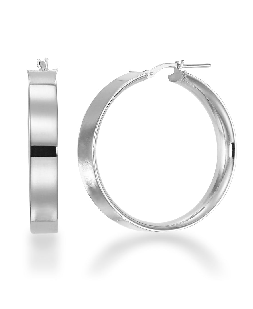 Platinum over Sterling Silver Hand Polished Bold Hoop Earrings, Made in Italy_I_Heart_2