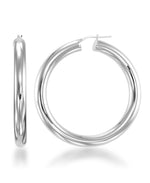 Load image into Gallery viewer, Platinum over Sterling Silver_Hand Polished Bold Large Round Hoop Earrings, Made in Italy_I_Heart_2
