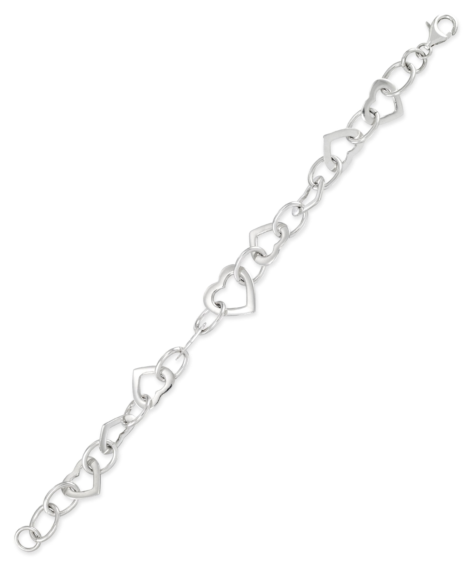 High Polished Heart Station Link Bracelet in Platinum over