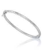 Load image into Gallery viewer, Platinum over Sterling Silver High Polished Thin Milano Square Woven Bangle Bracelet. Size 7 - Fits Average Size Wrist, Made in Italy_I_Heart_2