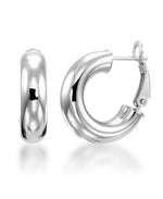 Cargar imagen en el visor de la galería, Platinum over Sterling Silver_High Polished Tube Hoop with Omega Back, Made in Italy_I_Heart_2