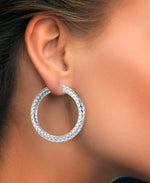 Load image into Gallery viewer, Platinum over Sterling Silver_Large Round Milano Woven Hoop Earrings, Made in Italy_I_Heart_2